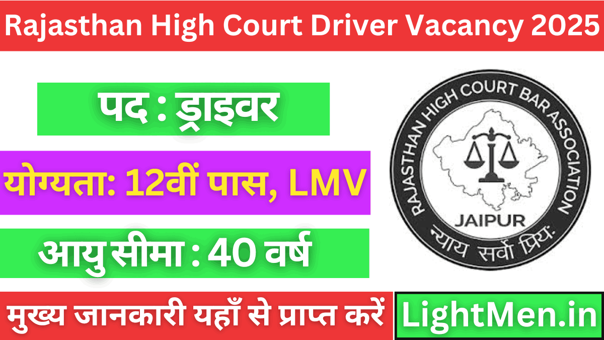 Rajasthan High Court Driver Vacancy 2025
