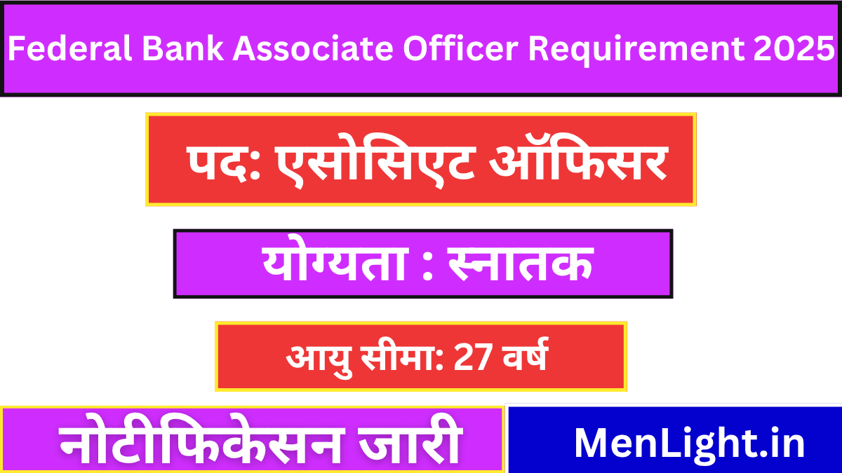 Federal Bank Associate Officer Requirement 2025