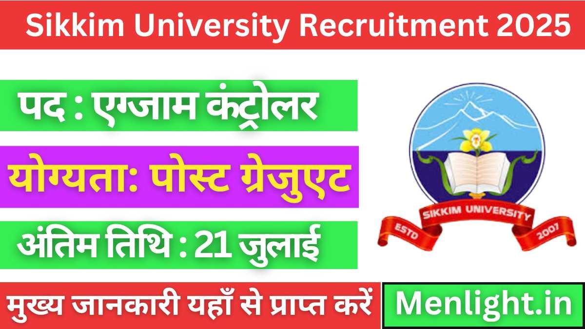 Sikkim University Exam Controller Recruitment 2025