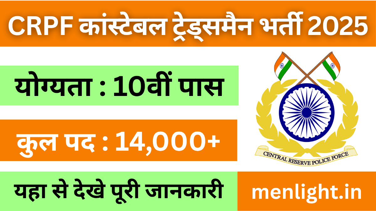 CRPF Tradesman Vacancy 2025 Apply Online